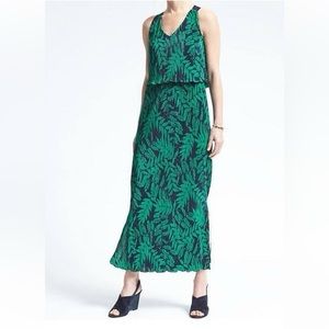 BANANA REPUBLIC Fern Leaf Print Layered Maxi Dress